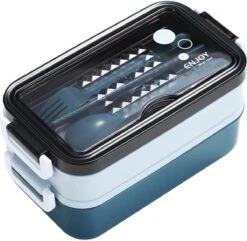 Lunchbox - Meal Prep Bakjes - Lunch Box Met Deksel - Meal Prep – Bento Box - Lunchtrommel Met Bestek Blauw -Thuis Opslag Winkel 1200x1170