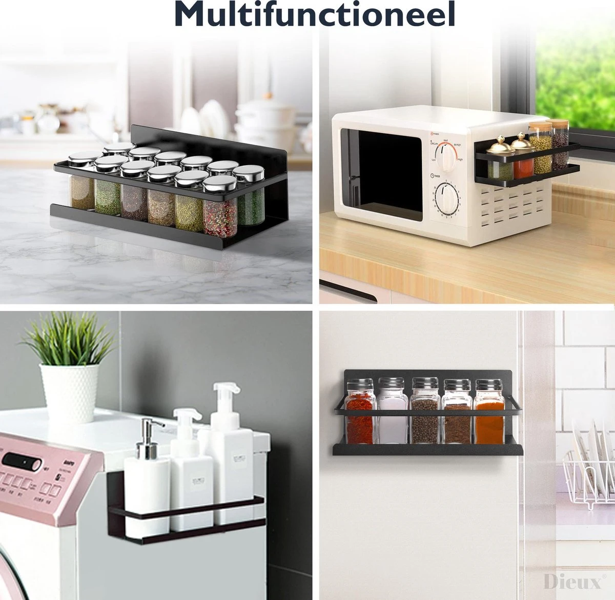 Dieux® - Magnetisch Kruidenrek - Ophangbaar Opbergrek - Keukenrek - Complete Set - Aanrecht Organiser - Badkamerrek - Wandrek - Staal - Zwart - Pasen 6 Dieux® - Magnetisch Kruidenrek - Ophangbaar Opbergrek - Keukenrek - Complete Set - Aanrecht Organiser - Badkamerrek - Wandrek - Staal - Zwart - Pasen - Afbeelding 6