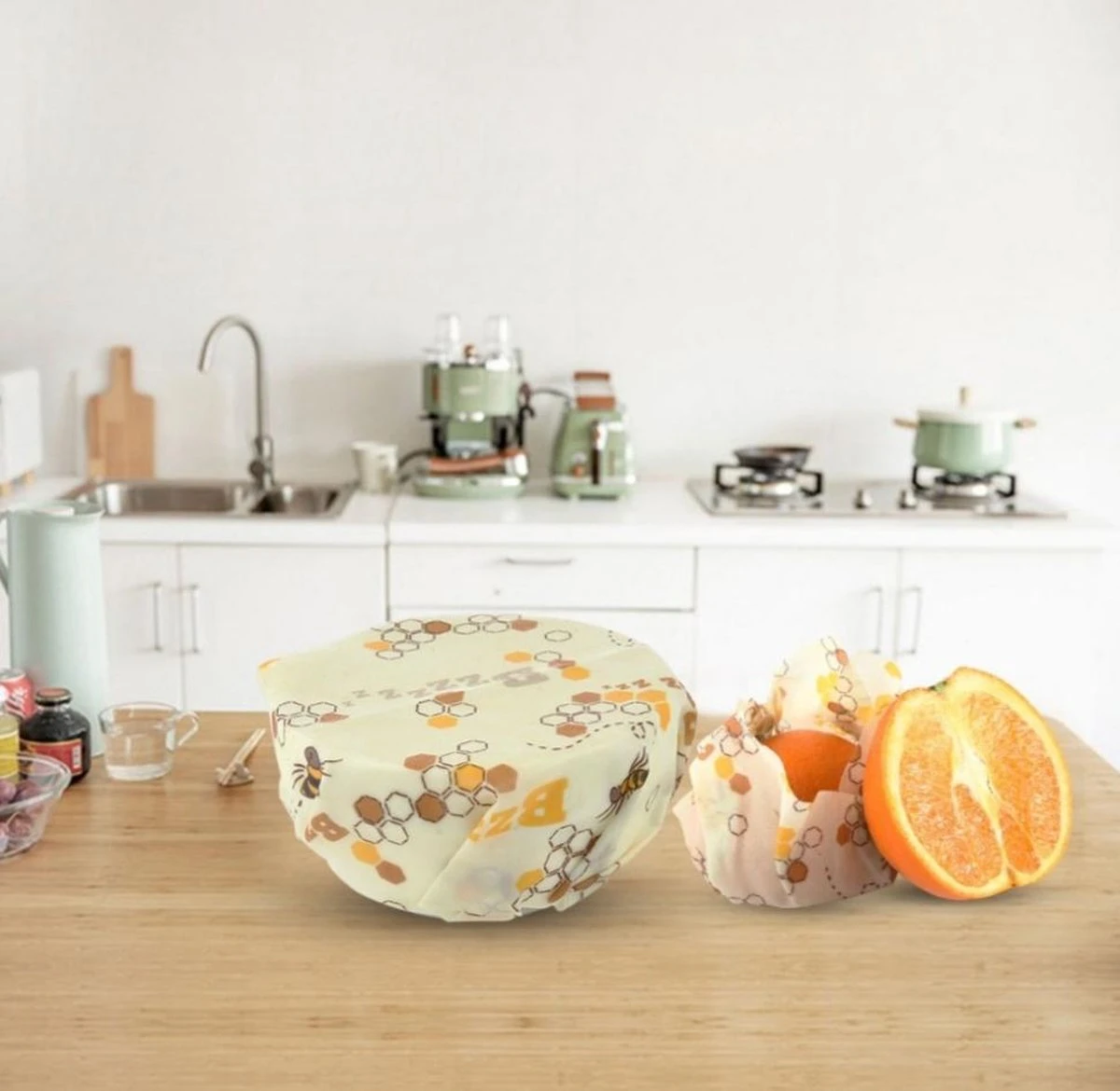 Bijenwas Doek - 3-pack - Bees Wrap - Bijen En Honingraat Print 3 Bijenwas Doek - 3-pack - Bees Wrap - Bijen En Honingraat Print - Afbeelding 3