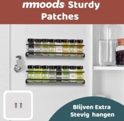 Mmoods Kruidenrek Ophangbaar Zonder Boren - 2 Laags Voor 16 Kruidenpotjes - Speciaal Voor Muur, Wandkast, Kastdeur - Hangende Kruidenorganizer Keuken - Keukenaccessoires -Thuis Opslag Winkel 1200x1172