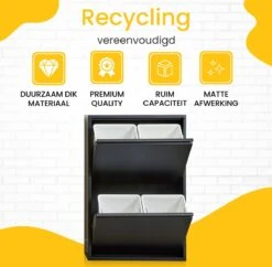 VEEHAUS – Clark - Prullenbak 4 Vakken – Afvalemmer 60 Liter (4x 15L) – Zwart - 4-vaks Prullenbak Afvalscheiding – Afvalbak Metaal – Hygiënisch Recyclen - Afval Scheiden - Prullenbak - Zwart 13 VEEHAUS – Clark - Prullenbak 4 Vakken – Afvalemmer 60 Liter (4x 15L) – Zwart - 4-vaks Prullenbak Afvalscheiding – Afvalbak Metaal – Hygiënisch Recyclen - Afval Scheiden - Prullenbak - Zwart -Thuis Opslag Winkel 1200x1174 3