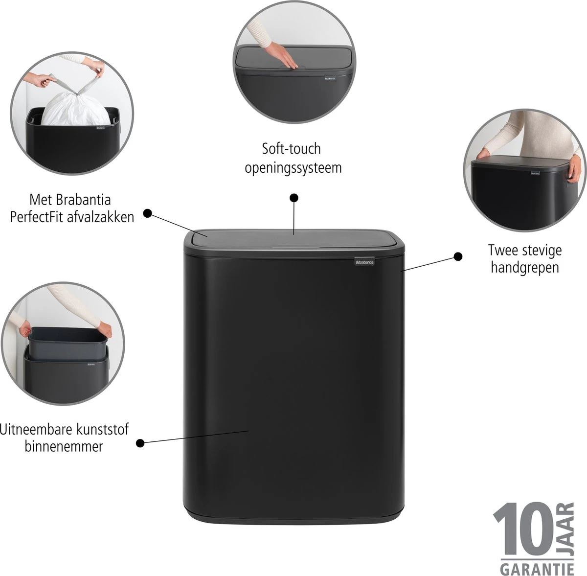 Brabantia Bo Touch Bin Prullenbak - 60 L - Matt Black 2 Brabantia Bo Touch Bin Prullenbak - 60 L - Matt Black - Afbeelding 2