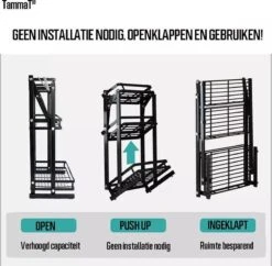 TammaT - Kruidenrek - Kruidenrek Staand - Inklapbare Keukenrek - 3-laags 35x21x56,5CM - Keuken Organizer - Aanrecht Organizer - Keuken Opslag - Roestvrij Staal - Opbergrek - Keuken Organizers - Roestvrij En Krasvrij -Thuis Opslag Winkel 1200x1178