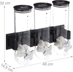 Relaxdays Cornflakes Dispenser - Drievoudig - Muesli Dispenser - Snoepautomaat - Wand - Zwart -Thuis Opslag Winkel 1200x1179 9