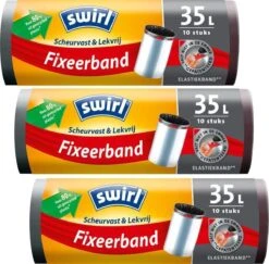 Swirl - Pedaalemmerzakken Fixeerband 35L - 3 Rollen Van 10 Vuilniszakken = 30 Vuilniszakken