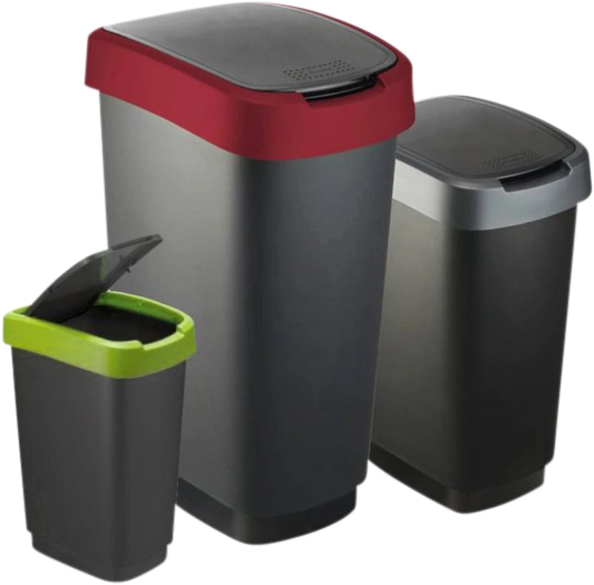 Rotho Twist Prullenbak- 50L - 60,2cm - Met Kanteldeksel - Zilver/Zwart 9 Rotho Twist Prullenbak- 50L - 60,2cm - Met Kanteldeksel - Zilver/Zwart - Afbeelding 9