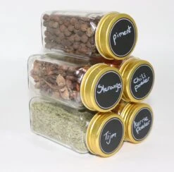 24 Glazen Kruidenpotjes Vierkant Met Deksel - Kruidenstrooier - Voorraadpotten - Keuken Organizer - Complete Set Met Strooideksels, Voorbedrukte & Blanco Stickers, Trechter En Stift - Inhoud 120 Ml - Goud 25 24 Glazen Kruidenpotjes Vierkant Met Deksel - Kruidenstrooier - Voorraadpotten - Keuken Organizer - Complete Set Met Strooideksels, Voorbedrukte & Blanco Stickers, Trechter En Stift - Inhoud 120 Ml - Goud -Thuis Opslag Winkel 1200x1183 2