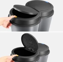 GENERIC Deuba Vuilnisbak Duo 50L – Rond 2x 25 Liter – Kunststof Zilver -Thuis Opslag Winkel 1200x1183 7