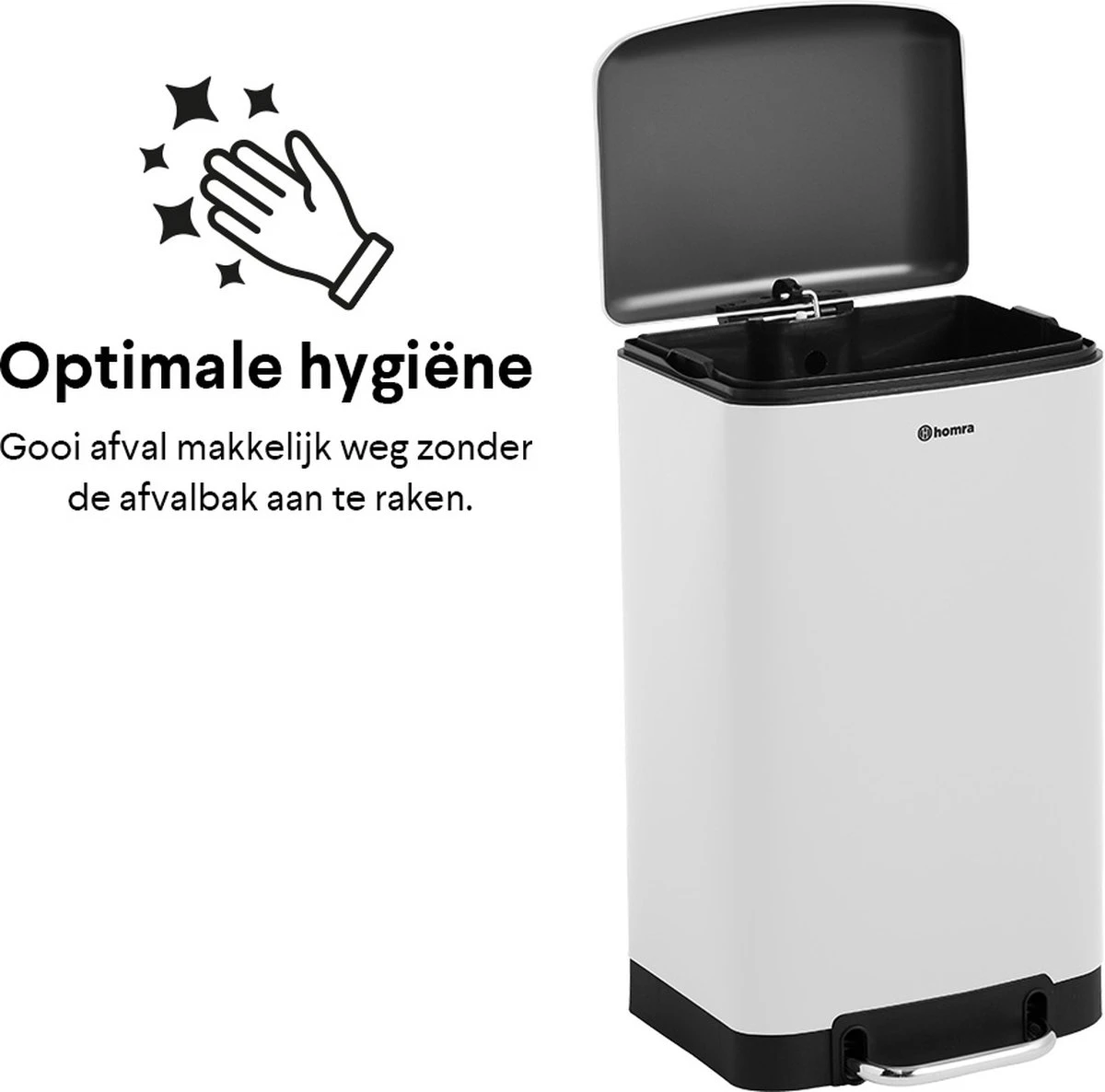 Homra FEXBY Pedaalemmer Prullenbak - 30L - Hoogwaardig RVS - Wit - Met Luxe Soft Close Deksel - 30 Liter Afvalbak - Keuken Vuilbak - Kantoor Vuilnisbak - Vuilnisemmer - Pedaal Prullenbak – Hygiënisch 13 Homra FEXBY Pedaalemmer Prullenbak - 30L - Hoogwaardig RVS - Wit - Met Luxe Soft Close Deksel - 30 Liter Afvalbak - Keuken Vuilbak - Kantoor Vuilnisbak - Vuilnisemmer - Pedaal Prullenbak – Hygiënisch - Afbeelding 13
