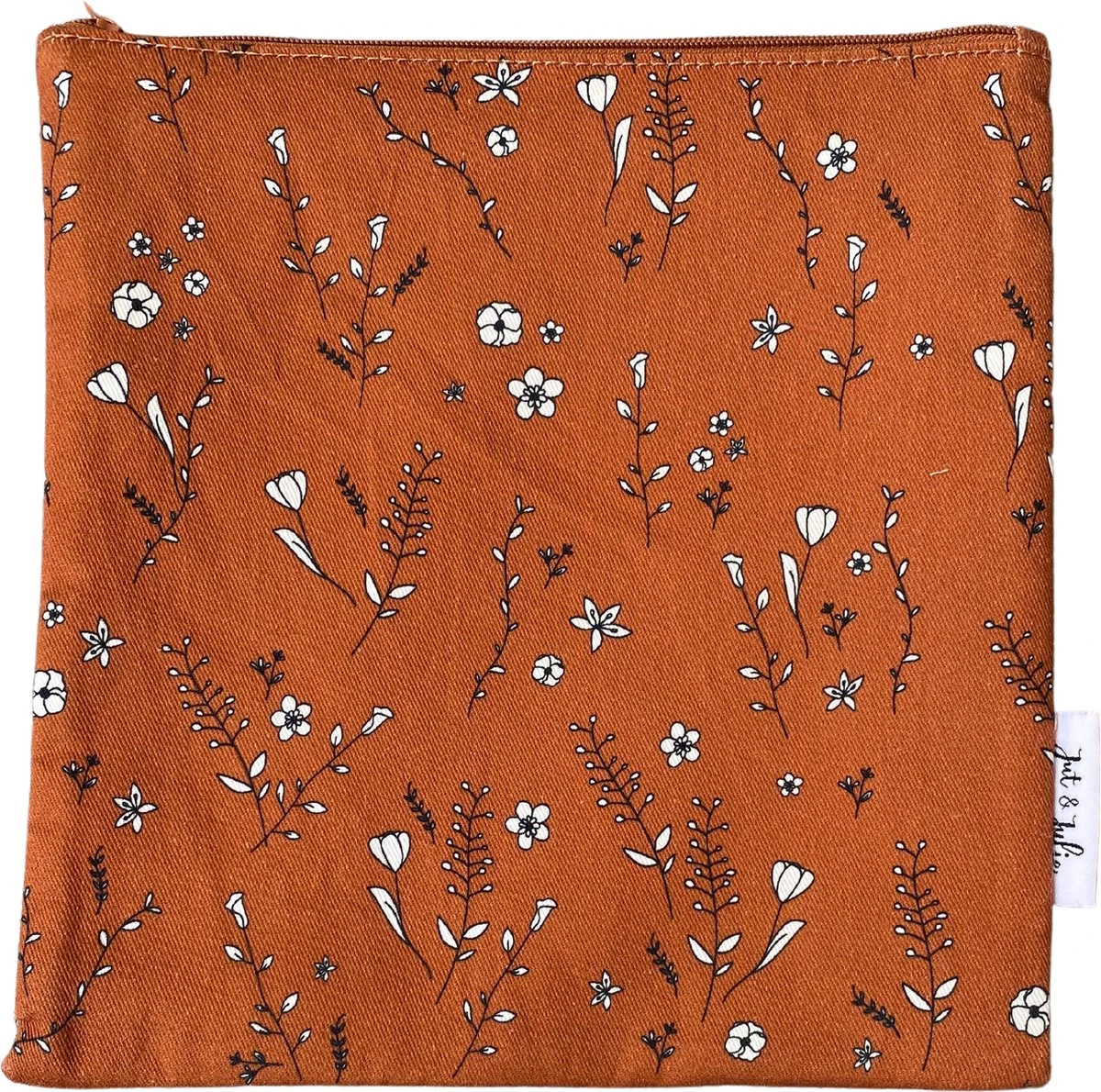 Jut & Julie - Boterhamzakje - Bruin Met Bloemen - 22x22cm - Herbruikbaar - Wasbaar - Duurzaam - Lunchzakje - Lunchtas - Lunchbox Volwassenen 1 Jut & Julie - Boterhamzakje - Bruin Met Bloemen - 22x22cm - Herbruikbaar - Wasbaar - Duurzaam - Lunchzakje - Lunchtas - Lunchbox Volwassenen