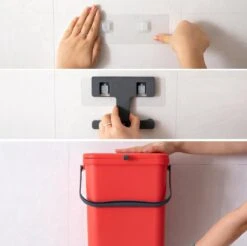 Homra Wall-up Prullenbak | Inbouwprullenbak Ophangbaar Met Plakstrip | GFT Vuilbak | Werkblak Afvalbak | Draagbare Vuilnisemmer | 12L Inhoud | Rood -Thuis Opslag Winkel 1200x1195 8