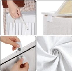 Songmics Wasmand 100 L, Bamboe Wasmand, Wasmand Met Handvaten, Deksel Met Clips, Opvouwbaar, Waszak Verwijderbaar, Wit LCB071W01 8 Songmics Wasmand 100 L, Bamboe Wasmand, Wasmand Met Handvaten, Deksel Met Clips, Opvouwbaar, Waszak Verwijderbaar, Wit LCB071W01 -Thuis Opslag Winkel 1200x1196 2