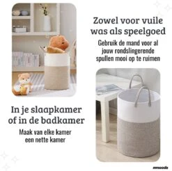 Mmoods Wasmand Katoen 72 Liter - Opbergmand Speelgoed - Wassorteerder Met Handvaten - Wasbox Badkamer - Mand Rond Badkamer Grijs -Thuis Opslag Winkel 1200x1196 4