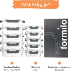 Formilo Meal Prep Bakjes - Lekvrije Vershoudbakjes - Diepvriesbakjes - Luchtdicht - BPA Vrij - Glas - 10 Stuks -Thuis Opslag Winkel 1200x1197 12