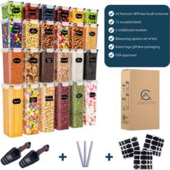 Empyrea Set Van 24 Luchtdichte Vershouddozen, Voorraad Bussen Opslag En Organisatie, Keuken En Voedselcontainer, Voorraadpotten Van Kunststof, BPA-vrij, 72 Etiketten, 3 Markers En 8 Lepels Meegeleverd | Keuken Organizer Voorraadcontainers 11 Empyrea Set Van 24 Luchtdichte Vershouddozen, Voorraad Bussen Opslag En Organisatie, Keuken En Voedselcontainer, Voorraadpotten Van Kunststof, BPA-vrij, 72 Etiketten, 3 Markers En 8 Lepels Meegeleverd | Keuken Organizer Voorraadcontainers -Thuis Opslag Winkel 1200x1198 10