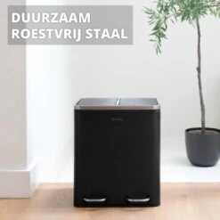 Homra BLINQ Afvalscheiding Prullenbak Met 2 Vakken - 2 X 15 L Inhoud - Duo Pedaalemmer Zwart - Afvalemmer 30 Liter - Recycle Afvalbak - Zwarte Afvalscheidingsprullenbak - Hygiënisch Afval Scheiden - Keuken Vuilbak - Kantoor -Thuis Opslag Winkel 1200x1199 9
