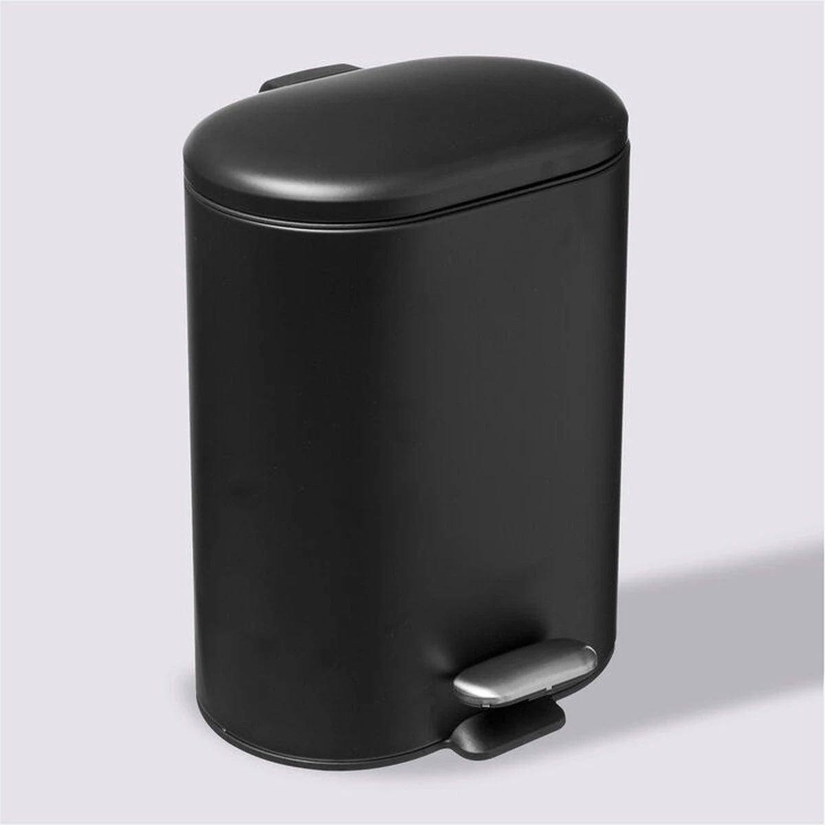 5Five - Prullenbak/pedaalemmer Zwart Rvs Metaal 6 Liter - 15x24x30 Cm - Badkamer En Toilet 2 5Five - Prullenbak/pedaalemmer Zwart Rvs Metaal 6 Liter - 15x24x30 Cm - Badkamer En Toilet - Afbeelding 2