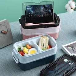 Lunchbox - Meal Prep Bakjes - Lunch Box Met Deksel - Meal Prep – Bento Box - Lunchtrommel Met Bestek Blauw -Thuis Opslag Winkel 1200x1200 11