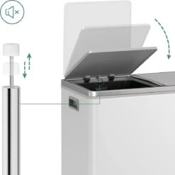Songmics - Prullenbak - 60 Liter Inhoud (2x30) - Met 2 Gescheiden Bakken - RVS - Wit 12 Songmics - Prullenbak - 60 Liter Inhoud (2x30) - Met 2 Gescheiden Bakken - RVS - Wit -Thuis Opslag Winkel 1200x1200 1112