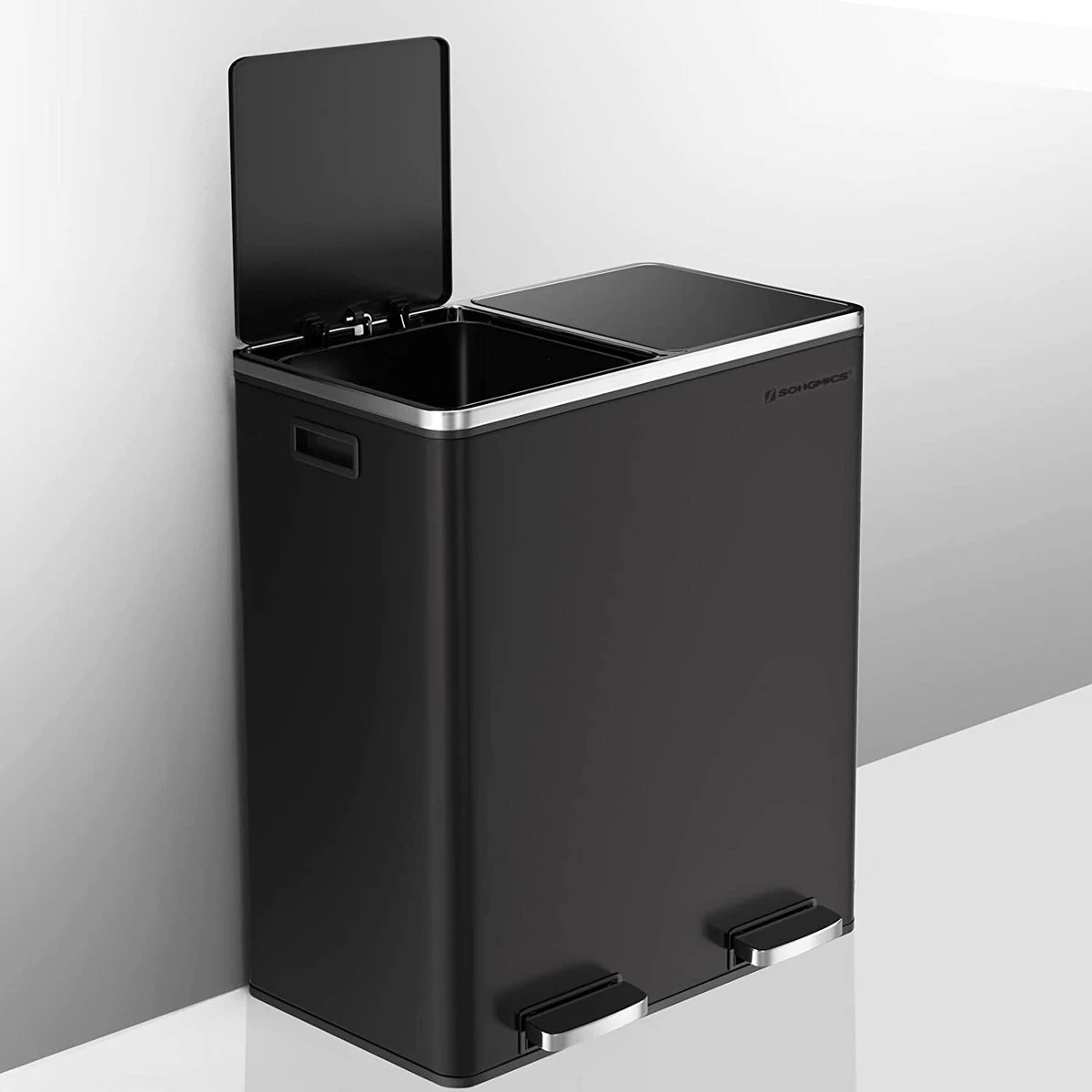 Soph & Tess Prullenbak Afvalscheiding - Vuilnisbak 60L (2x 30L) - Pedaalemmer - 59 X 65 X 32 Cm - Zwart 1 Soph & Tess Prullenbak Afvalscheiding - Vuilnisbak 60L (2x 30L) - Pedaalemmer - 59 X 65 X 32 Cm - Zwart