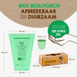 Biozakken 20 Liter 125 Stuks Biologisch Afbreekbare Afvalzakken – 45x50 Cm - 100% Composteerbare Vuilniszakken - Incl. Dispenser - Gft Afvalzakken -Thuis Opslag Winkel 1200x1200 1244