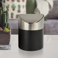 Tafel Prullenbak - RVS - Zwart - 17x12cm - Afvalbakje Aanrecht - Met Deksel -Thuis Opslag Winkel 1200x1200 1293