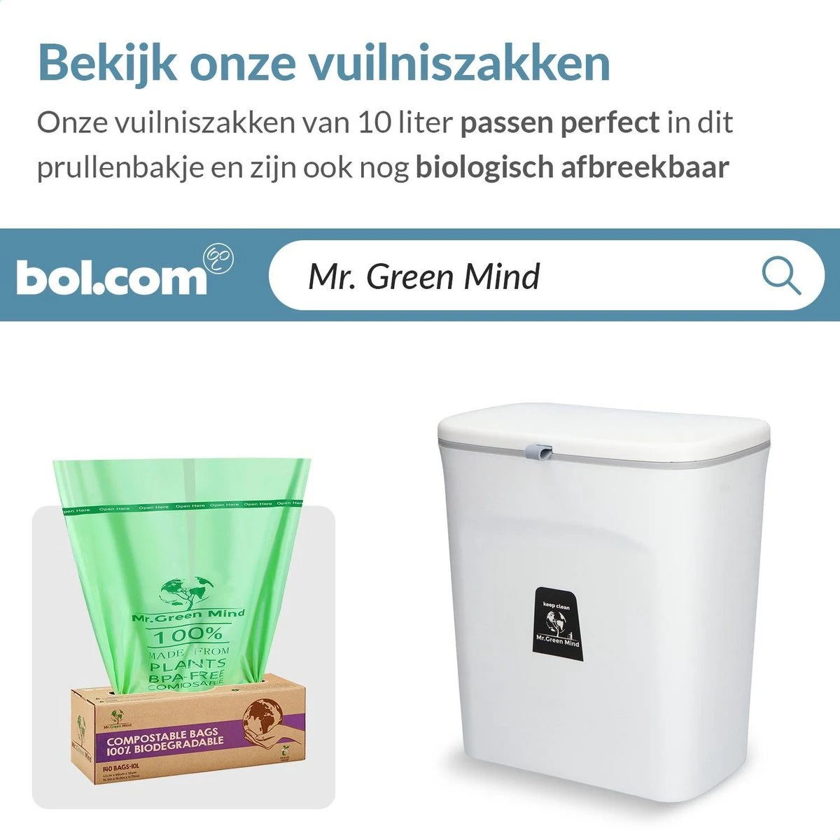 9L Prullenbak – Hangen Of Staan – Aanrecht Afvalbakje – GFT Afvalbak – Wit - Goed Sluitende Deksel - Geen Geur En Fruitvliegen - Afvalscheiding 4 9L Prullenbak – Hangen Of Staan – Aanrecht Afvalbakje – GFT Afvalbak – Wit - Goed Sluitende Deksel - Geen Geur En Fruitvliegen - Afvalscheiding - Afbeelding 4