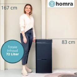 Homra Nexo Afvalscheiding Sensor Prullenbak Zwart 72 Liter - 3 Vakken - 2x12L+48L - Infrarood Sensor - Design Trio Afvalemmer - Afvalscheidingsprullenbak - Keuken Afvalemmer - Recycle Afvalbak - Hygiënisch - Kantoor Vuilbak - Elektrisch - Vuilnisbak -Thuis Opslag Winkel 1200x1200 1316