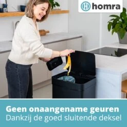 Homra Nexo Afvalscheiding Sensor Prullenbak Zwart 72 Liter - 3 Vakken - 2x12L+48L - Infrarood Sensor - Design Trio Afvalemmer - Afvalscheidingsprullenbak - Keuken Afvalemmer - Recycle Afvalbak - Hygiënisch - Kantoor Vuilbak - Elektrisch - Vuilnisbak -Thuis Opslag Winkel 1200x1200 1317