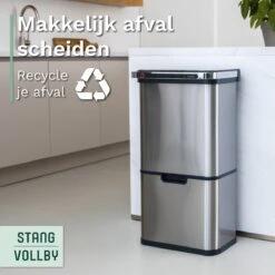Prullenbak Met Sensor - 60 L - Afvalscheiding Vuilbak StangVollby Halden - RVS - 4 Vakken - Automatisch Lucht Filter - 60 Liter (2×18L + 2×12L) - Automatische Soft Close Deksel Met Infrarood Sensor - 4 Vaks Afvalemmer - Bacterie Filter - Design 12 Prullenbak Met Sensor - 60 L - Afvalscheiding Vuilbak StangVollby Halden - RVS - 4 Vakken - Automatisch Lucht Filter - 60 Liter (2×18L + 2×12L) - Automatische Soft Close Deksel Met Infrarood Sensor - 4 Vaks Afvalemmer - Bacterie Filter - Design -Thuis Opslag Winkel 1200x1200 1320