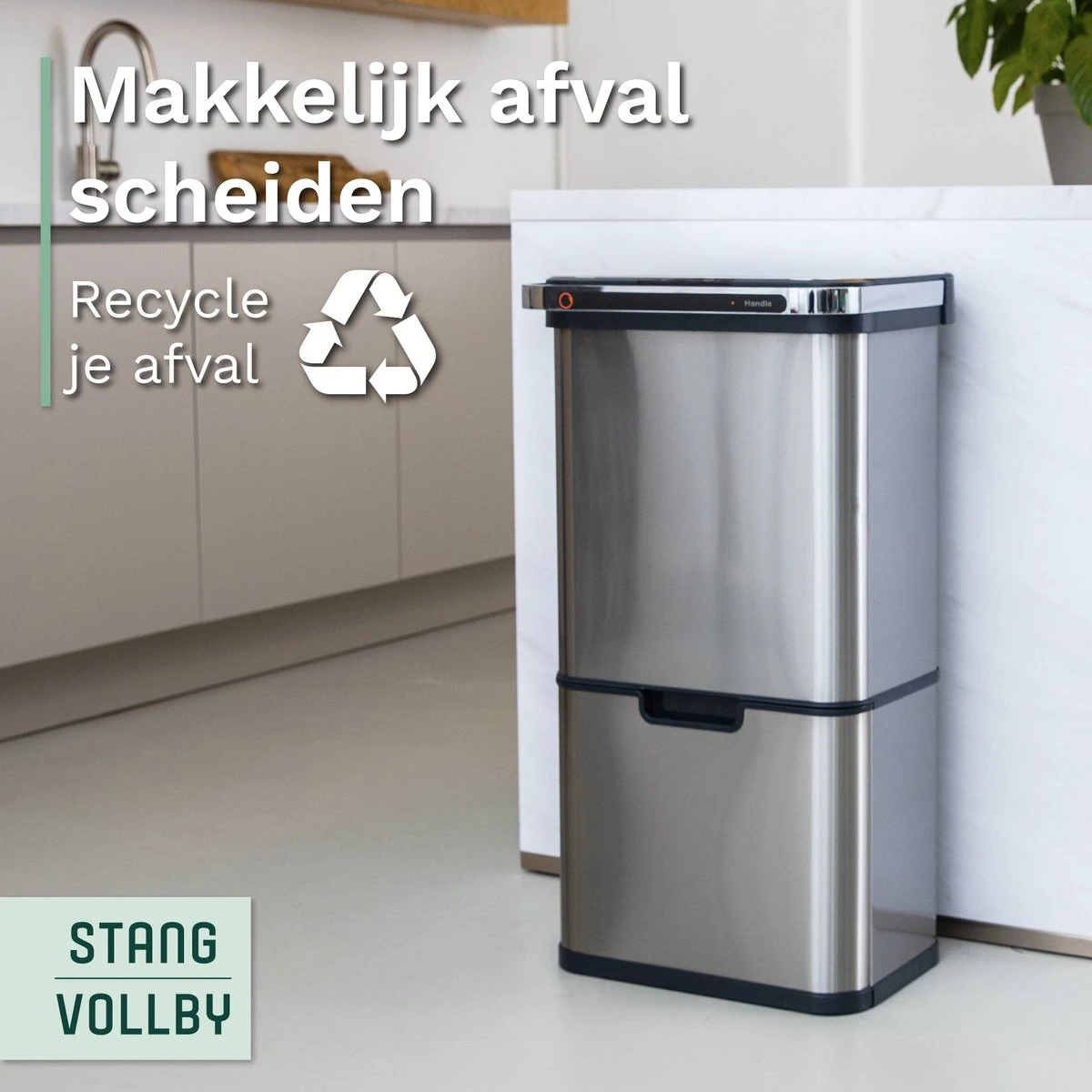 Prullenbak Met Sensor - 60 L - Afvalscheiding Vuilbak StangVollby Halden - RVS - 4 Vakken - Automatisch Lucht Filter - 60 Liter (2×18L + 2×12L) - Automatische Soft Close Deksel Met Infrarood Sensor - 4 Vaks Afvalemmer - Bacterie Filter - Design 3 Prullenbak Met Sensor - 60 L - Afvalscheiding Vuilbak StangVollby Halden - RVS - 4 Vakken - Automatisch Lucht Filter - 60 Liter (2×18L + 2×12L) - Automatische Soft Close Deksel Met Infrarood Sensor - 4 Vaks Afvalemmer - Bacterie Filter - Design - Afbeelding 3