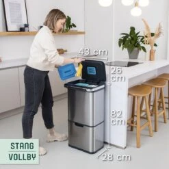 Prullenbak Met Sensor - 60 L - Afvalscheiding Vuilbak StangVollby Halden - RVS - 4 Vakken - Automatisch Lucht Filter - 60 Liter (2×18L + 2×12L) - Automatische Soft Close Deksel Met Infrarood Sensor - 4 Vaks Afvalemmer - Bacterie Filter - Design 18 Prullenbak Met Sensor - 60 L - Afvalscheiding Vuilbak StangVollby Halden - RVS - 4 Vakken - Automatisch Lucht Filter - 60 Liter (2×18L + 2×12L) - Automatische Soft Close Deksel Met Infrarood Sensor - 4 Vaks Afvalemmer - Bacterie Filter - Design -Thuis Opslag Winkel 1200x1200 1322