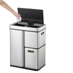 EKO Mirage Plus Sensor Afvalscheider Prullenbak - 30 + 15 + 15 L - Mat RVS -Thuis Opslag Winkel 1200x1200 1327