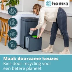 Nexo Prullenbak Afvalscheiding 3 Vakken - 72 Liter (2x12+48L) Met Infrarood Sensor - Design Trio Afvalemmer RVS - Grijs - Afvalscheidingsprullenbak - Keuken Afvalemmer - Grijze Recycle Afvalbak - Hygiënisch - Kantoor Vuilbak - Elektrisch - Vuilnisbak -Thuis Opslag Winkel 1200x1200 1335