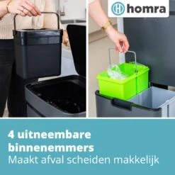 Nexo Prullenbak Afvalscheiding 3 Vakken - 72 Liter (2x12+48L) Met Infrarood Sensor - Design Trio Afvalemmer RVS - Grijs - Afvalscheidingsprullenbak - Keuken Afvalemmer - Grijze Recycle Afvalbak - Hygiënisch - Kantoor Vuilbak - Elektrisch - Vuilnisbak -Thuis Opslag Winkel 1200x1200 1336