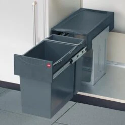 Hailo Tandem De Luxe - Inbouw Prullenbak - 31 Liter Inhoud - 25 X 40 X 49 Cm - Met 2 Compartimenten - Grijs -Thuis Opslag Winkel 1200x1200 1341