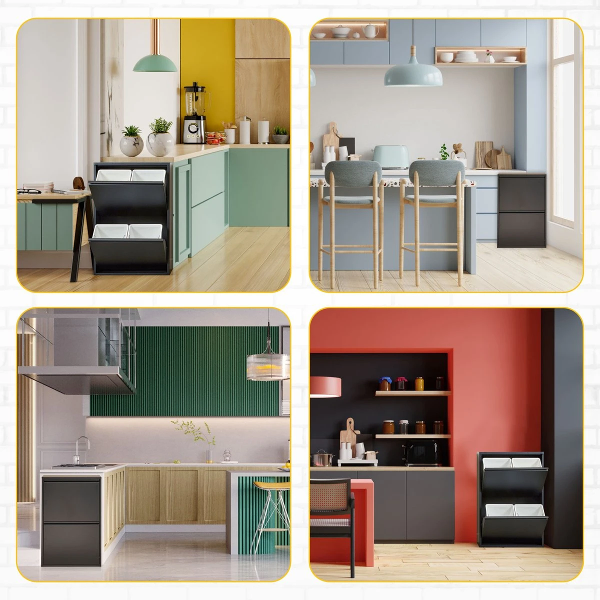 VEEHAUS – Clark - Prullenbak 4 Vakken – Afvalemmer 60 Liter (4x 15L) – Zwart - 4-vaks Prullenbak Afvalscheiding – Afvalbak Metaal – Hygiënisch Recyclen - Afval Scheiden - Prullenbak - Zwart 3 VEEHAUS – Clark - Prullenbak 4 Vakken – Afvalemmer 60 Liter (4x 15L) – Zwart - 4-vaks Prullenbak Afvalscheiding – Afvalbak Metaal – Hygiënisch Recyclen - Afval Scheiden - Prullenbak - Zwart - Afbeelding 3