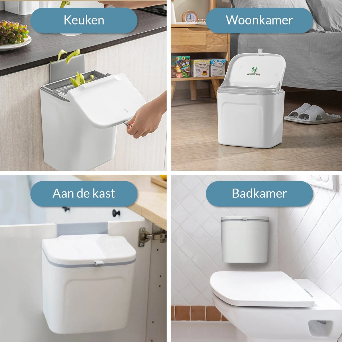 7L Prullenbak – Hangen Of Staan – Aanrecht Afvalbakje – GFT Afvalbakje – Wit - Goed Sluitende Deksel - Geen Geur En Fruitvliegen - Afvalscheiding 2 7L Prullenbak – Hangen Of Staan – Aanrecht Afvalbakje – GFT Afvalbakje – Wit - Goed Sluitende Deksel - Geen Geur En Fruitvliegen - Afvalscheiding - Afbeelding 2