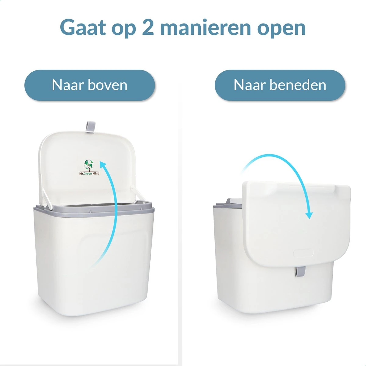 7L Prullenbak – Hangen Of Staan – Aanrecht Afvalbakje – GFT Afvalbakje – Wit - Goed Sluitende Deksel - Geen Geur En Fruitvliegen - Afvalscheiding 3 7L Prullenbak – Hangen Of Staan – Aanrecht Afvalbakje – GFT Afvalbakje – Wit - Goed Sluitende Deksel - Geen Geur En Fruitvliegen - Afvalscheiding - Afbeelding 3