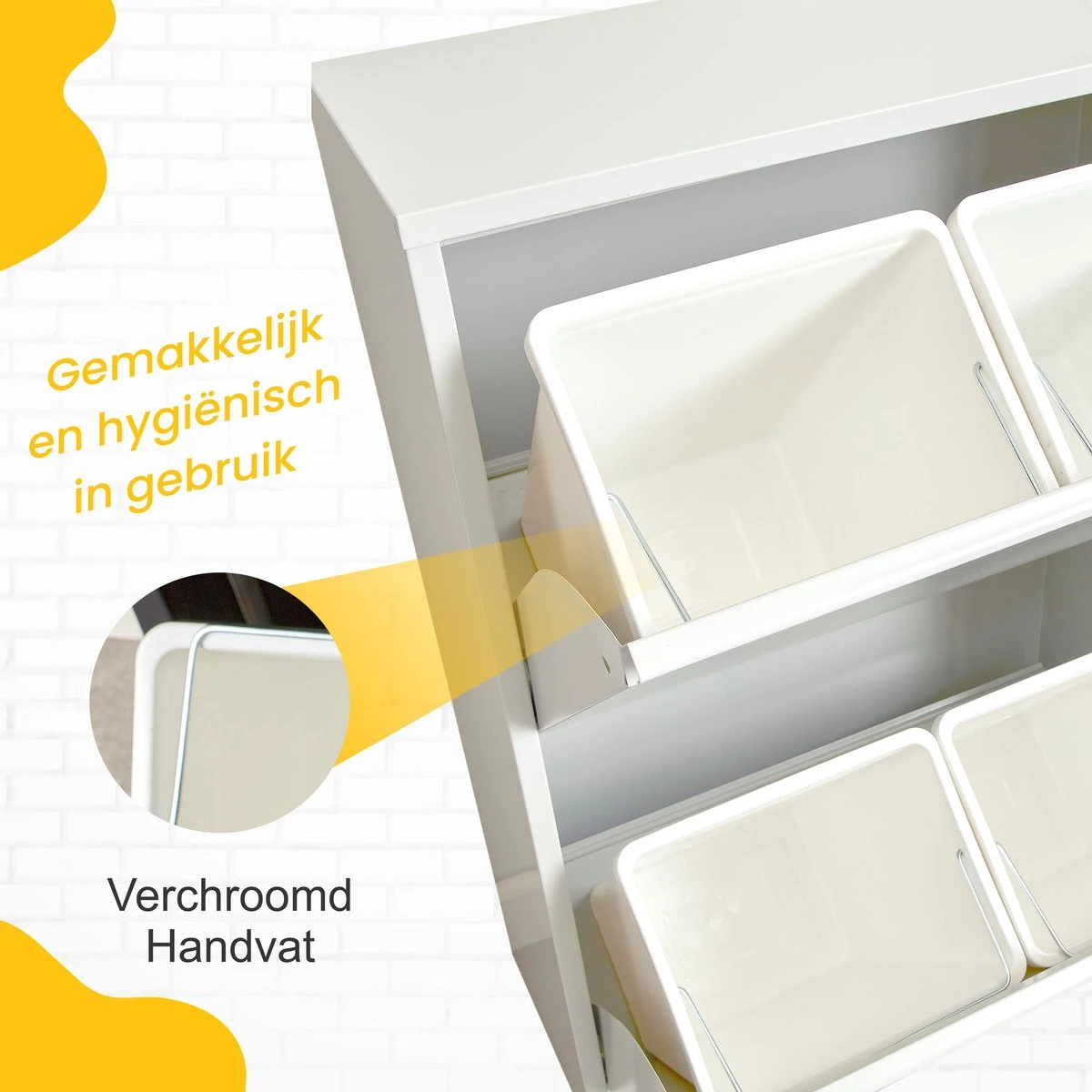 VEEHAUS – Clark - Prullenbak 4 Vakken – Afvalemmer 60 Liter (4x 15L) – Wit - 4-vaks Prullenbak Afvalscheiding – Hygiënisch Recyclen – Afvalbak Metaal - Afval Scheiden - Prullenbak - Wit 4 VEEHAUS – Clark - Prullenbak 4 Vakken – Afvalemmer 60 Liter (4x 15L) – Wit - 4-vaks Prullenbak Afvalscheiding – Hygiënisch Recyclen – Afvalbak Metaal - Afval Scheiden - Prullenbak - Wit - Afbeelding 4