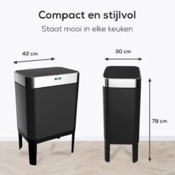 Loftey Sensor Prullenbak 60 Liter – Touch Free Afvalbak - Afvalemmer - Afvalscheiding 2x30L - Keuken - Zwart/RVS -Thuis Opslag Winkel 1200x1200 1404