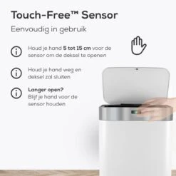Loftey Sensor Prullenbak 60 Liter – Touch Free Afvalbak - Afvalemmer - Afvalscheiding 2x30L - Keuken - Wit/RVS -Thuis Opslag Winkel 1200x1200 1415