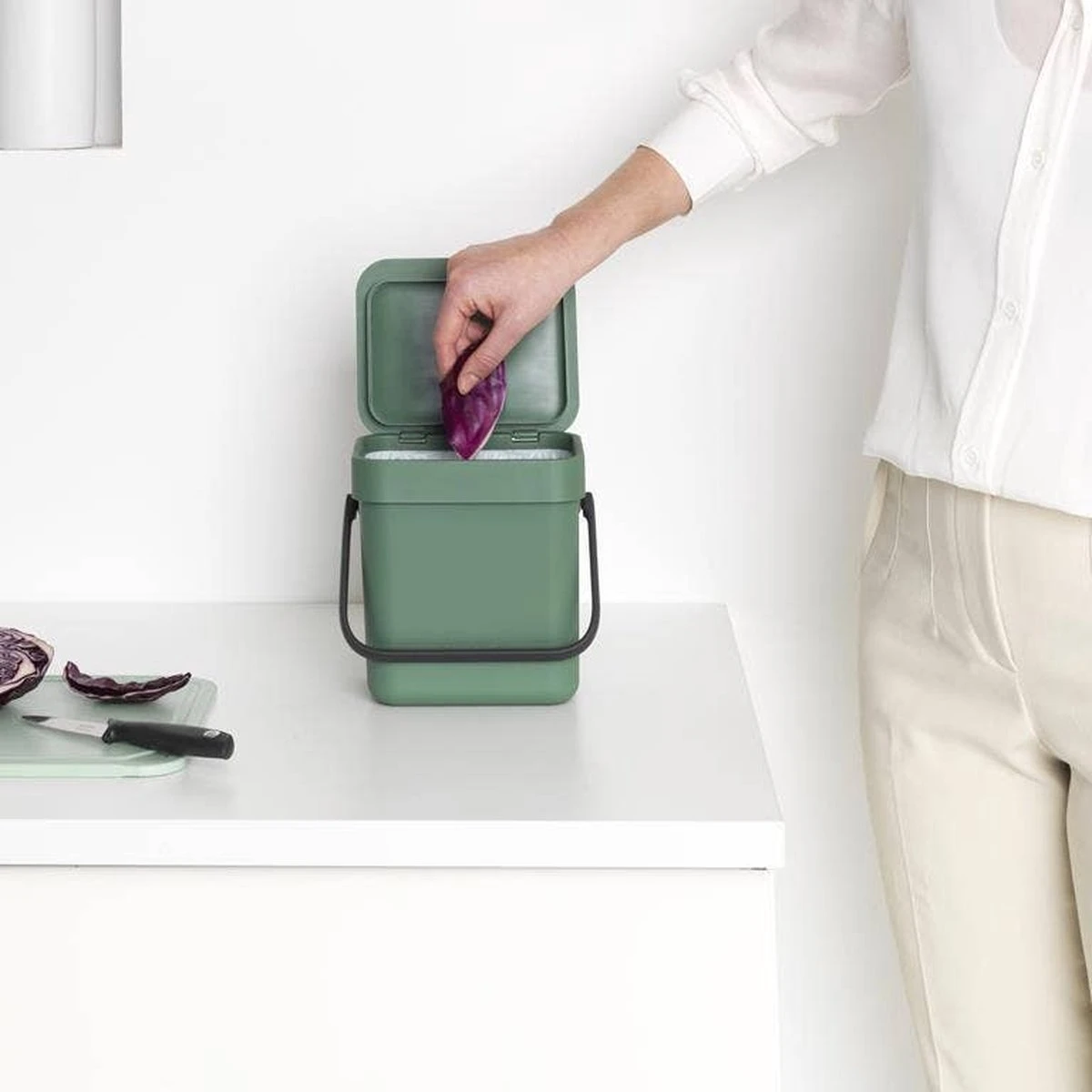 Brabantia Sort & Go Aanrecht Afvalbakje - 3 L - Fir Green 14 Brabantia Sort & Go Aanrecht Afvalbakje - 3 L - Fir Green - Afbeelding 14