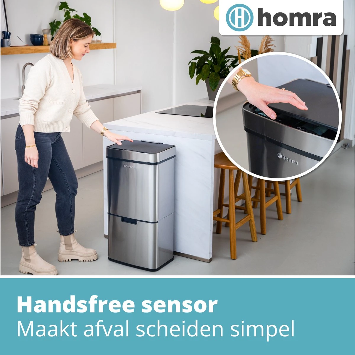 Nexo Prullenbak Afvalscheiding 3 Vakken - 72 Liter (2x12+48L) Met Infrarood Sensor Homra- Design Trio Afvalemmer RVS - Afvalscheidingsprullenbak - Keuken Afvalemmer - Recycle Afvalbak Zilver - Hygiënisch - Kantoor Vuilbak - Elektrisch - Vuilnisbakken 2 Nexo Prullenbak Afvalscheiding 3 Vakken - 72 Liter (2x12+48L) Met Infrarood Sensor Homra- Design Trio Afvalemmer RVS - Afvalscheidingsprullenbak - Keuken Afvalemmer - Recycle Afvalbak Zilver - Hygiënisch - Kantoor Vuilbak - Elektrisch - Vuilnisbakken - Afbeelding 2