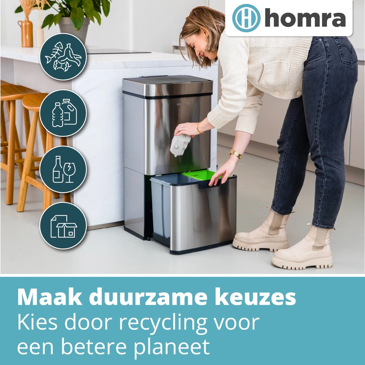 Nexo Prullenbak Afvalscheiding 3 Vakken - 72 Liter (2x12+48L) Met Infrarood Sensor Homra- Design Trio Afvalemmer RVS - Afvalscheidingsprullenbak - Keuken Afvalemmer - Recycle Afvalbak Zilver - Hygiënisch - Kantoor Vuilbak - Elektrisch - Vuilnisbakken 3 Nexo Prullenbak Afvalscheiding 3 Vakken - 72 Liter (2x12+48L) Met Infrarood Sensor Homra- Design Trio Afvalemmer RVS - Afvalscheidingsprullenbak - Keuken Afvalemmer - Recycle Afvalbak Zilver - Hygiënisch - Kantoor Vuilbak - Elektrisch - Vuilnisbakken - Afbeelding 3