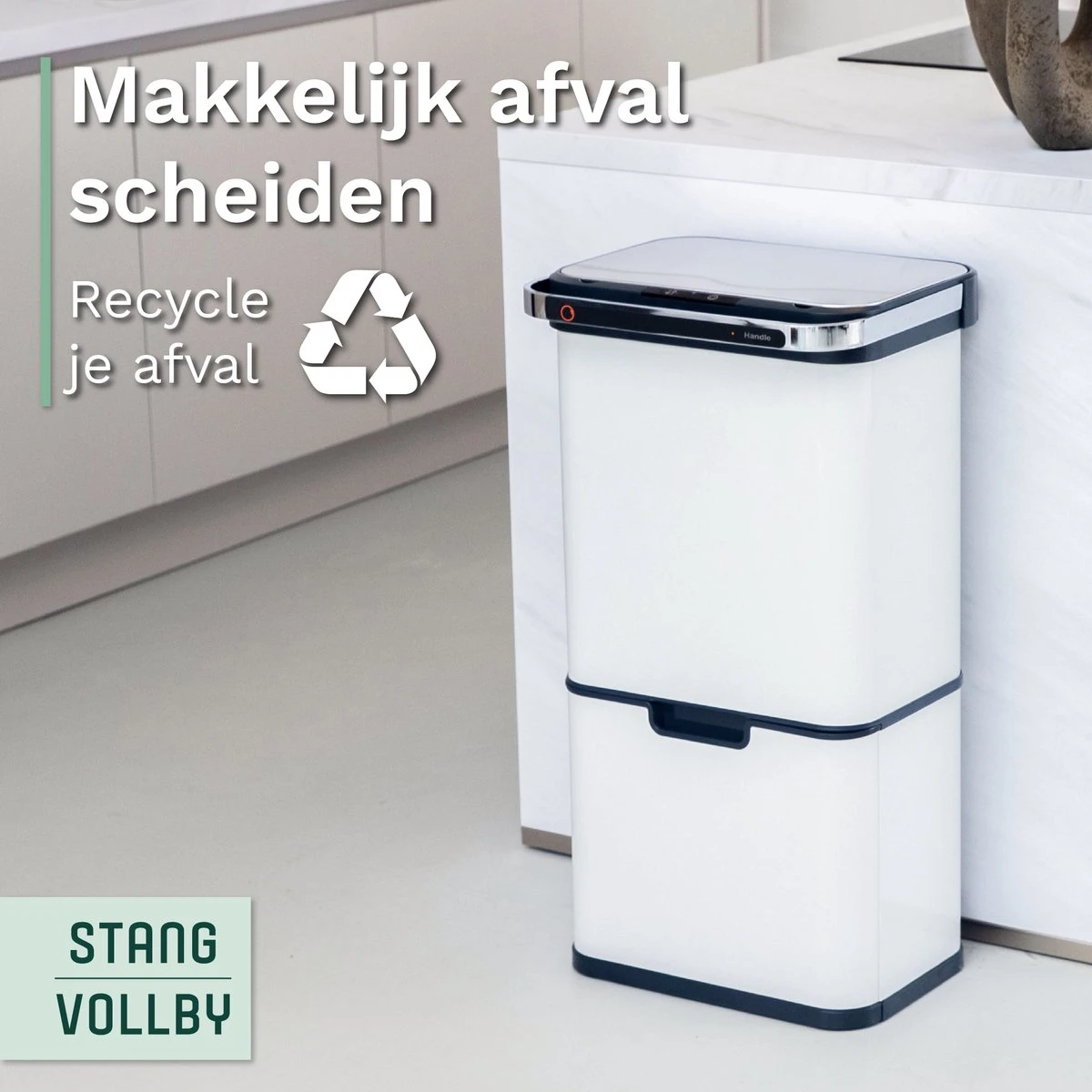 Prullenbak Met Sensor - 60 L - Afvalscheiding Vuilbak StangVollby Halden - RVS - 4 Vakken - Automatisch Lucht Filter - 60 Liter (2×18L + 2×12L) - Automatische Soft Close Deksel Met Infrarood Sensor - 4 Vaks Afvalemmer - Bacterie Filter - Wit 3 Prullenbak Met Sensor - 60 L - Afvalscheiding Vuilbak StangVollby Halden - RVS - 4 Vakken - Automatisch Lucht Filter - 60 Liter (2×18L + 2×12L) - Automatische Soft Close Deksel Met Infrarood Sensor - 4 Vaks Afvalemmer - Bacterie Filter - Wit - Afbeelding 3