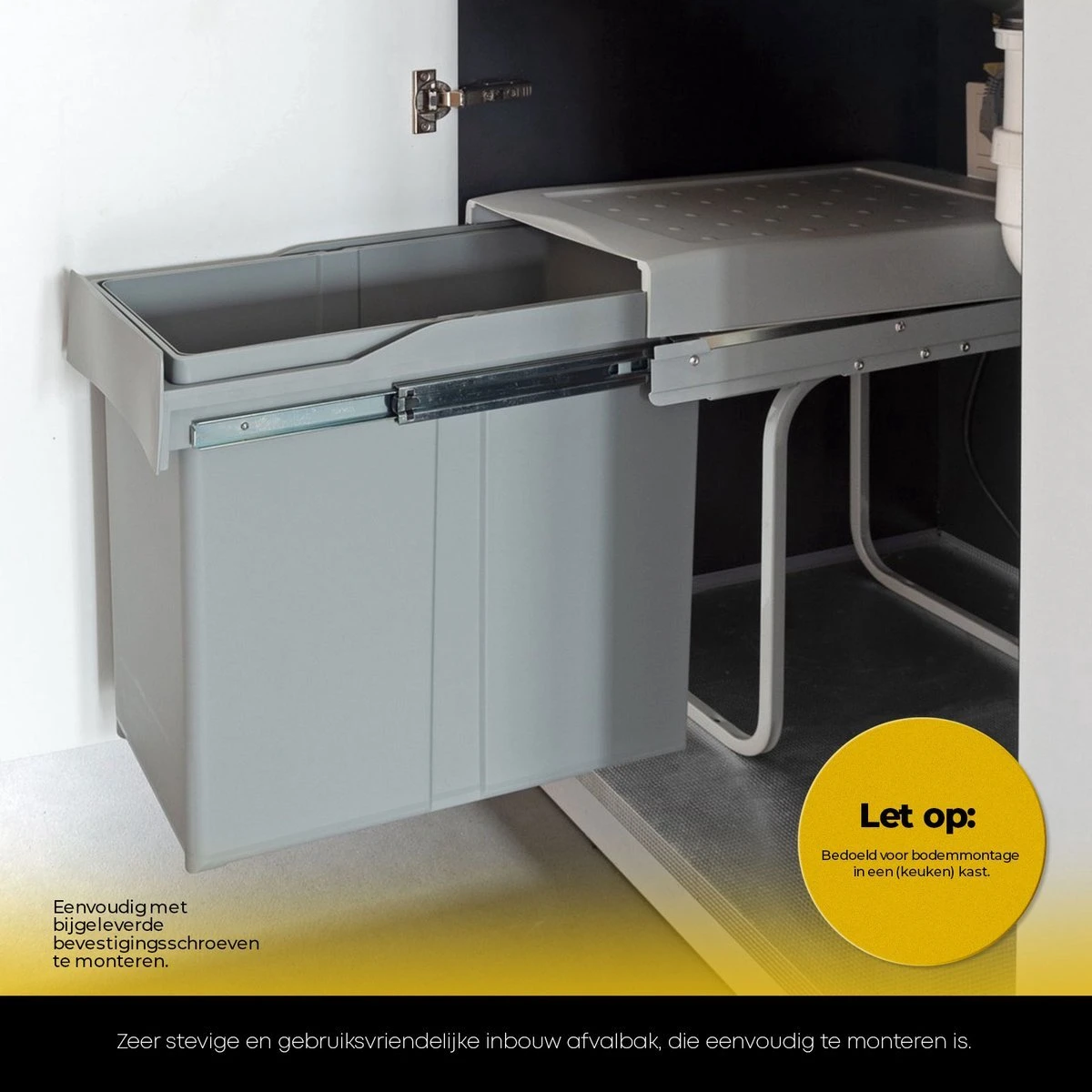 Eleganca Afvalbak 30 Liter - Uittrekbare Prullenbak - Vuilnisbak - Inbouw Afvalemmer - Grijs - B25,5xD45xH40cm 5 Eleganca Afvalbak 30 Liter - Uittrekbare Prullenbak - Vuilnisbak - Inbouw Afvalemmer - Grijs - B25,5xD45xH40cm - Afbeelding 5