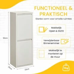 VEEHAUS – Allen - Prullenbak 2 Vakken – Afvalemmer 30 Liter (2x 15L) – Wit - 2-vaks Prullenbak Afvalscheiding – Afvalbak Metaal – Hygiënisch Recyclen - Afval Scheiden - Prullenbak -Thuis Opslag Winkel 1200x1200 1455