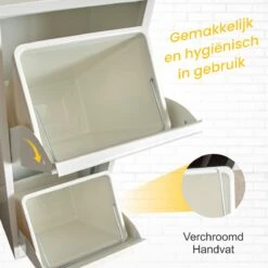 VEEHAUS – Allen - Prullenbak 2 Vakken – Afvalemmer 30 Liter (2x 15L) – Wit - 2-vaks Prullenbak Afvalscheiding – Afvalbak Metaal – Hygiënisch Recyclen - Afval Scheiden - Prullenbak -Thuis Opslag Winkel 1200x1200 1456