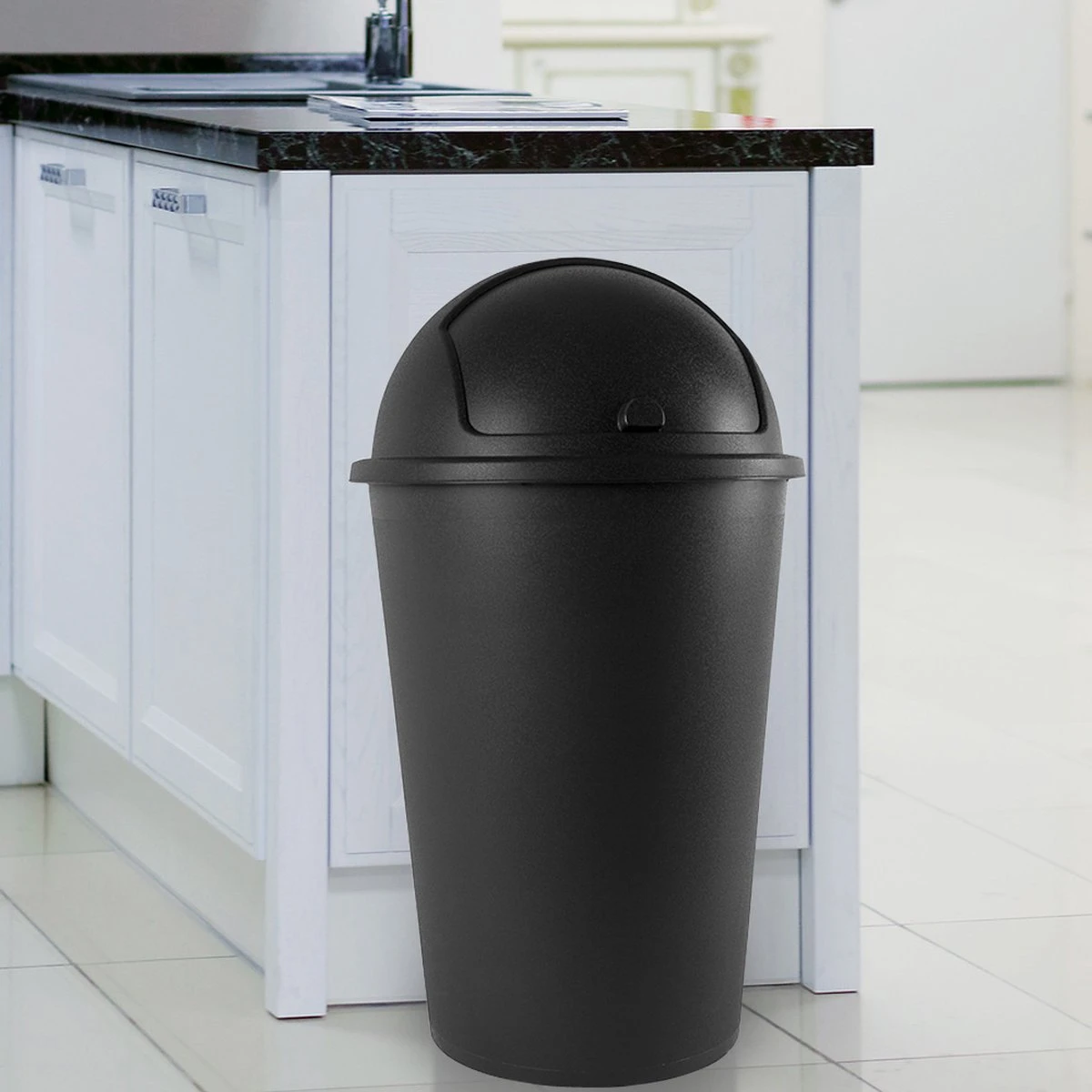 Deuba Vuilnis Prullenbak 2 Stuks - 50 L Met Schuifdeksel - Zwart 3 Deuba Vuilnis Prullenbak 2 Stuks - 50 L Met Schuifdeksel - Zwart - Afbeelding 3